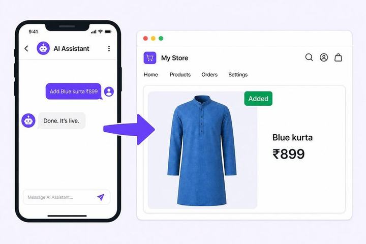 Chat message adding a product that appears on the live website