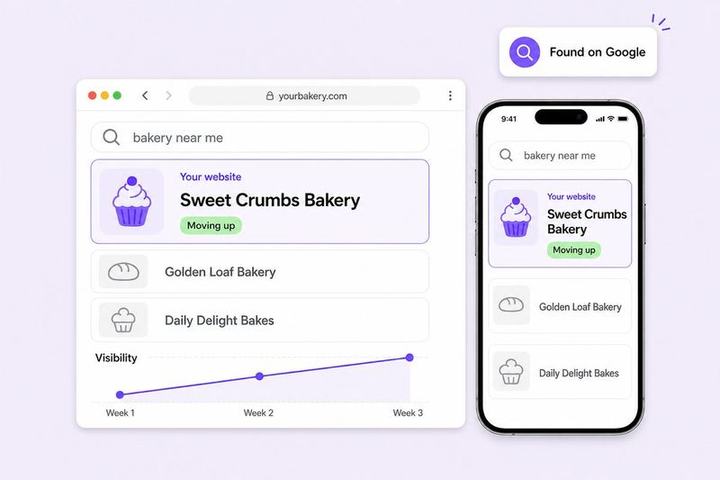 Bakery website showing up in search and gaining visibility